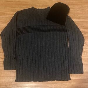 Men's Gray Ribbed Sweater